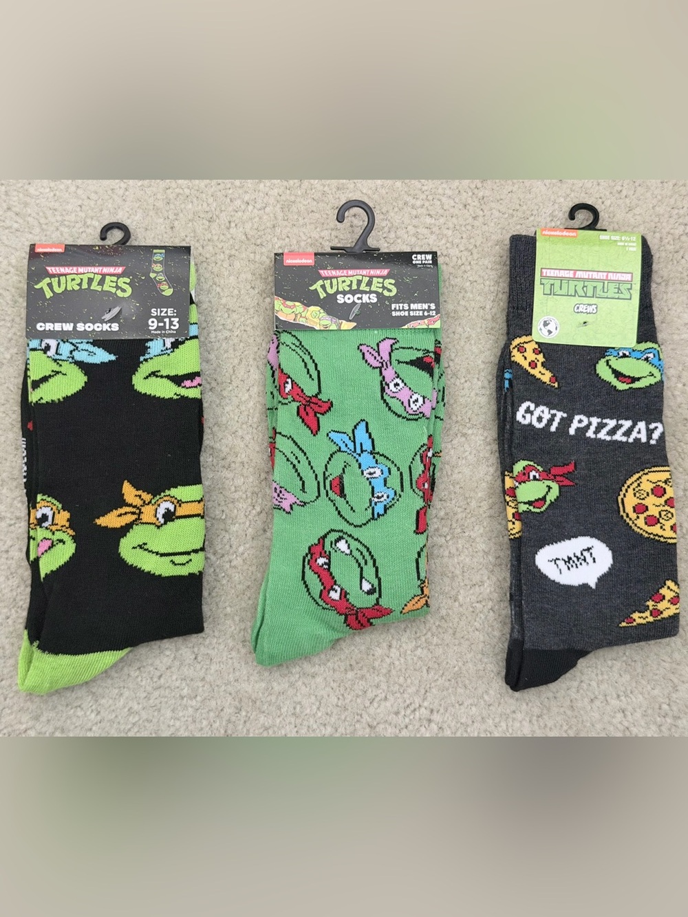 Green & Black Crew Socks - 3 Pack